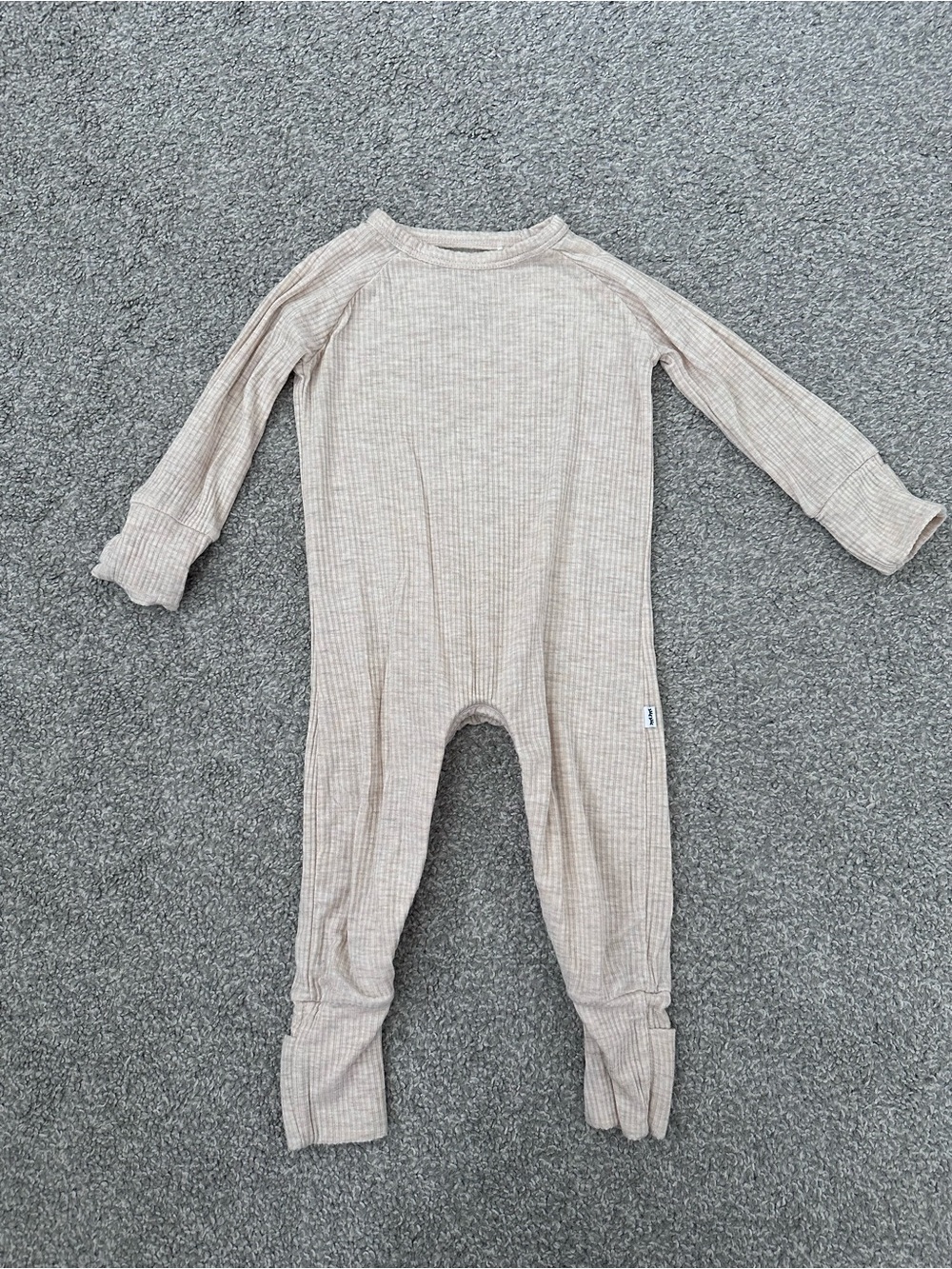 Little Sleepies Oatmeal Ribbed Crescent Zippy